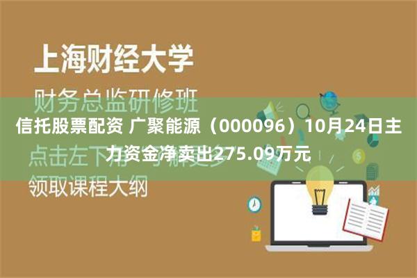 信托股票配资 广聚能源（000096）10月24日主力资金净卖出275.09万元